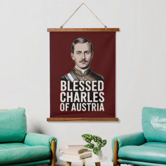 Tapiz Con Marco De Madera Bendito Carlos de Austria Imperio Católico