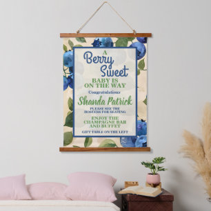 Tapiz Con Marco De Madera Berry Sweet Blueberry Theme Baby Shower