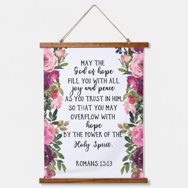 Tapiz Con Marco De Madera Bible verse Purple Plum Floral Wall (Anverso)