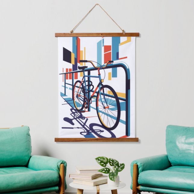 Tapiz Con Marco De Madera Bicicleta (Sala de estar)