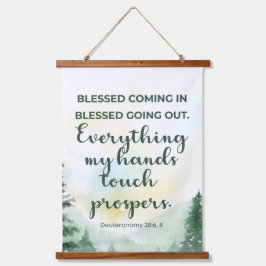 Tapiz Con Marco De Madera Bienaventurada al salir, acuarela verde