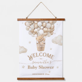 Tapiz Con Marco De Madera Bienvenida a Baby Shower Bear Bear Bearly Wait