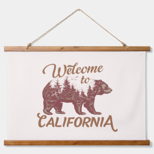 Tapiz Con Marco De Madera Bienvenidos a California Bear Forest