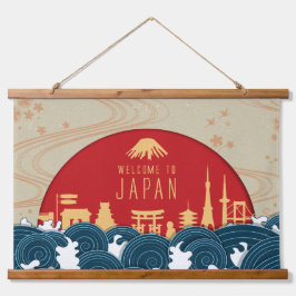 Tapiz Con Marco De Madera Bienvenidos a Japón