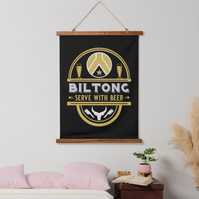 Tapiz Con Marco De Madera Biltong Y Cerveza (Dormitorio)