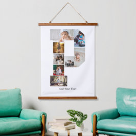 Tapiz Con Marco De Madera Black and White Letter P Photo Collage