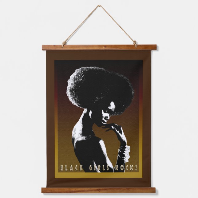 Tapiz Con Marco De Madera Black Girls Rock — Empoderamiento  (Anverso)