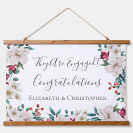 Tapiz Con Marco De Madera Blanco Rosa Rojo Oscuro Floral Verde Engagement 