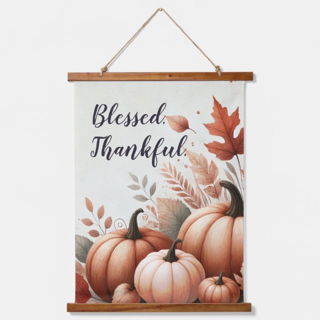 Tapiz Con Marco De Madera Blessed Thankful Fall Tapestry - Customizable (Anverso)