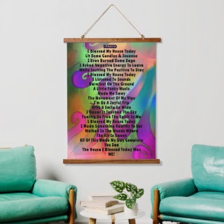 Tapiz Con Marco De Madera Blessed W/ Poem Wood Topped Wall Tapestry