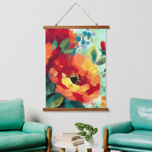 Tapiz Con Marco De Madera Bloom Vibrant Floral Garden