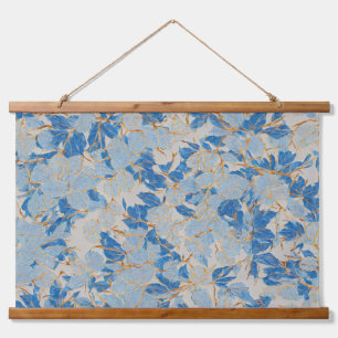 Tapiz Con Marco De Madera Blue Gold Leaf