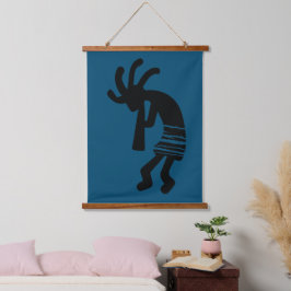 Tapiz Con Marco De Madera Blue Southwestern Kokopelli