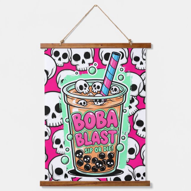 Tapiz Con Marco De Madera Boba Blast – ¡Bebe o Muere!  (Anverso)