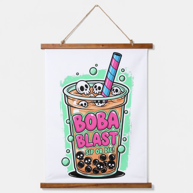 Tapiz Con Marco De Madera Boba Blast – ¡Bebe o Muere!  (Anverso)