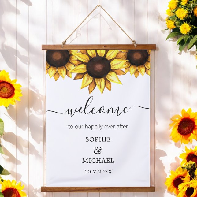 Tapiz Con Marco De Madera Boda de girasol Bienvenida Floral (Subido por el creador)
