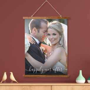 Tapiz Con Marco De Madera Boda Feliz Nunca Después De La Foto