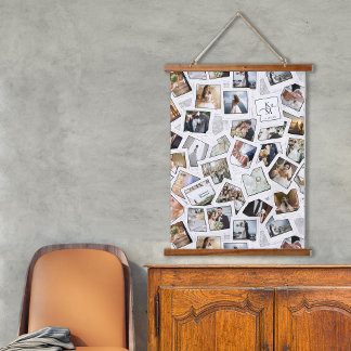 Tapiz Con Marco De Madera Boda Keepsake 30 Collage de fotos blanco ID1065 Ha