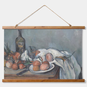 Tapiz Con Marco De Madera Bodegón con cebolla, pintura al óleo, Paul Cezanne