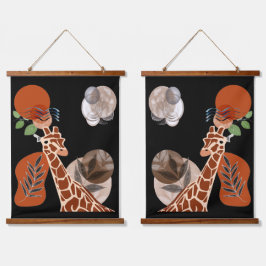 Tapiz Con Marco De Madera Boho Bohemian Animal Moderno Art Giraffe Decoració