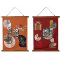 Boho Bohemian Arte Moderno Owls Nature Birds Wall