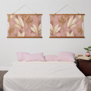 Tapiz Con Marco De Madera Boho deja colección de moda de oro rosado de Rubor