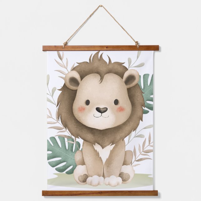 Tapiz Con Marco De Madera Boho Lion &leaf (Anverso)