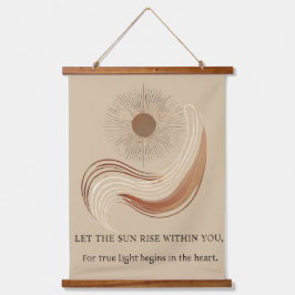 Tapiz Con Marco De Madera "Boho Sun Wall Tapestry - Golden Sun con Inspira