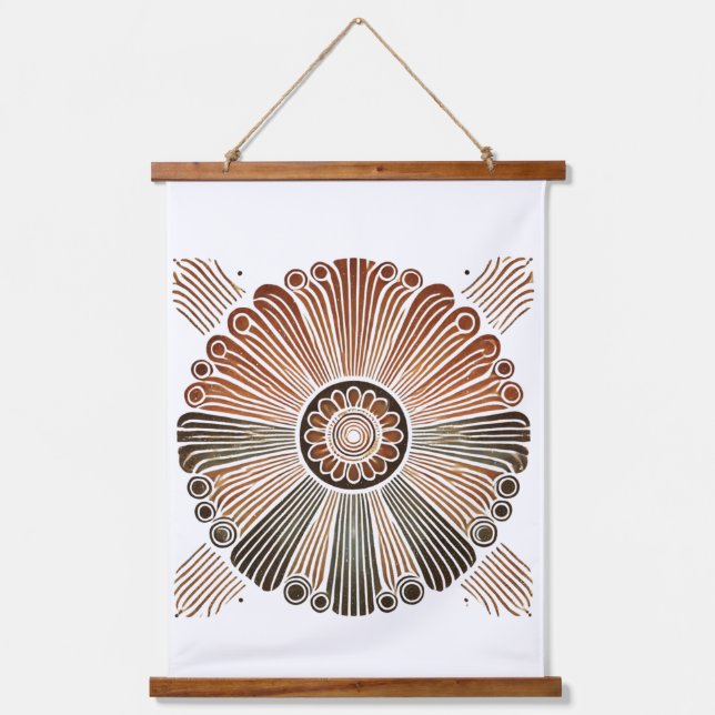 Tapiz Con Marco De Madera "Boho Sun Wall Tapestry - Golden Sunburst with Ear (Anverso)
