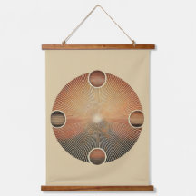 "Boho Sun Wall Tapestry - Golden Sunburst with Ear