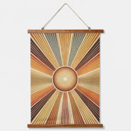 Tapiz Con Marco De Madera "Boho Sun Wall Tapestry - Golden Sunburst with Ear