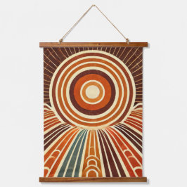 Tapiz Con Marco De Madera "Boho Sun Wall Tapestry - Golden Sunburst with Ear