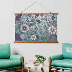 Tapiz Con Marco De Madera Bonito en morado colgando de la pared