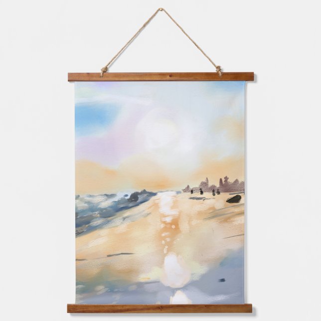 Tapiz Con Marco De Madera Bonito lado del mar en pintura al óleo (Anverso)