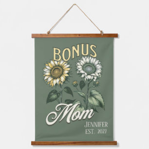 Tapiz Con Marco De Madera Bono de girasol vintage personalizado mamá