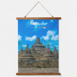 Tapiz Con Marco De Madera Borobudur, Indonesia - Templo budista antiguo