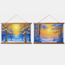 Tapiz Con Marco De Madera Bosque de invierno