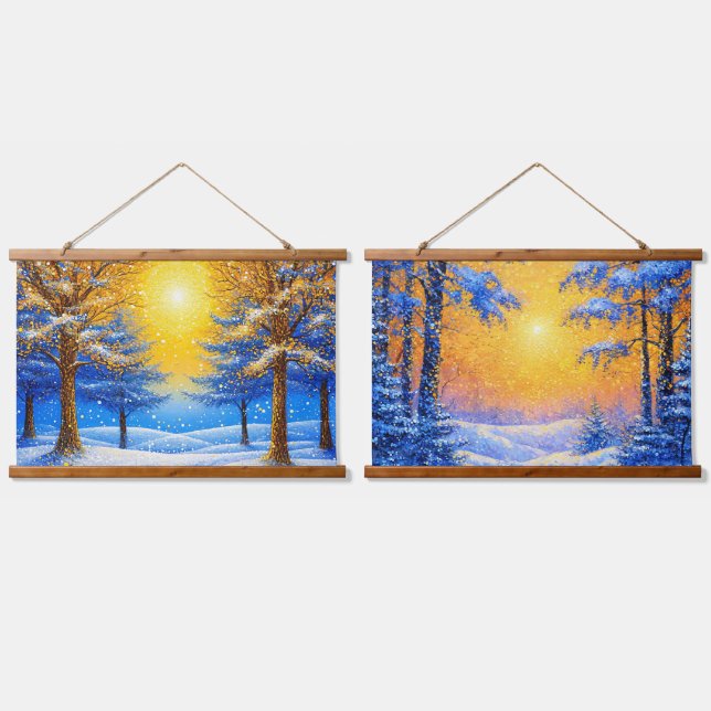 Tapiz Con Marco De Madera Bosque de invierno (Doble)