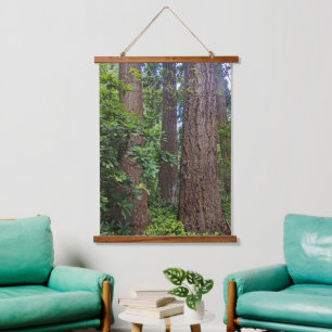 Tapiz Con Marco De Madera Bosque exuberante Douglas Fir Trees