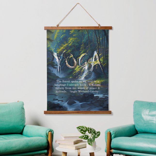 Tapiz Con Marco De Madera Bosque natural YOGA texto oculto Reiki citas maest (Sala de estar)