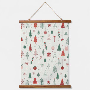 Tapiz Con Marco De Madera Bosque navideño escandinavo