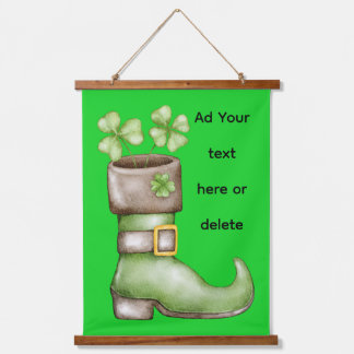 Tapiz Con Marco De Madera Bota de duende de trébol irlandés personalizada