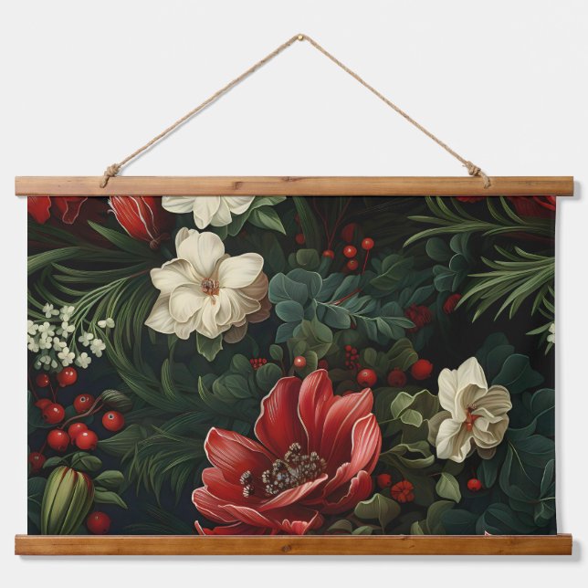 Tapiz Con Marco De Madera Botánica de Everglow Noel Florals (Anverso )