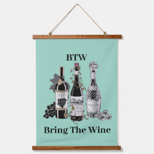 Tapiz Con Marco De Madera Botellas de vino divertidas