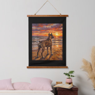 Tapiz Con Marco De Madera Boxer atigrado en Sunset Beach Regalo de arte de p