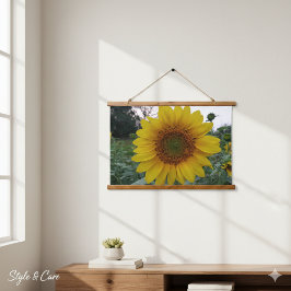 Tapiz Con Marco De Madera Bright Sunflower Photo Tapestry for Wall Decoratio