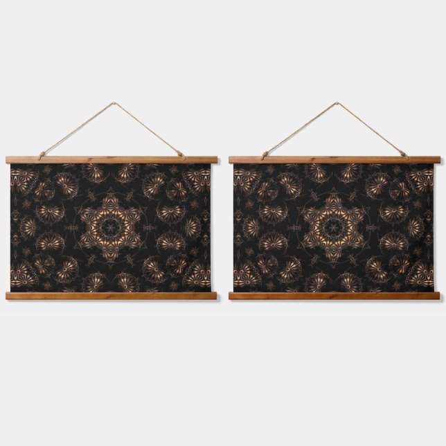 Tapiz Con Marco De Madera Bronce Age Mandala (Doble)