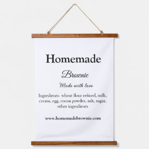 Tapiz Con Marco De Madera Brownie casero hecho con amor agregar texto sitio
