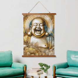 Tapiz Con Marco De Madera Buda risueño