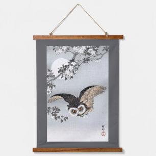 Tapiz Con Marco De Madera Búho volador y luna llena, Koson, Ukiyo-e